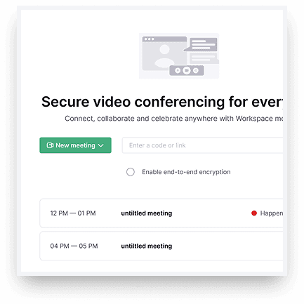 Host video meetings with clients or your team directly inside the platform
